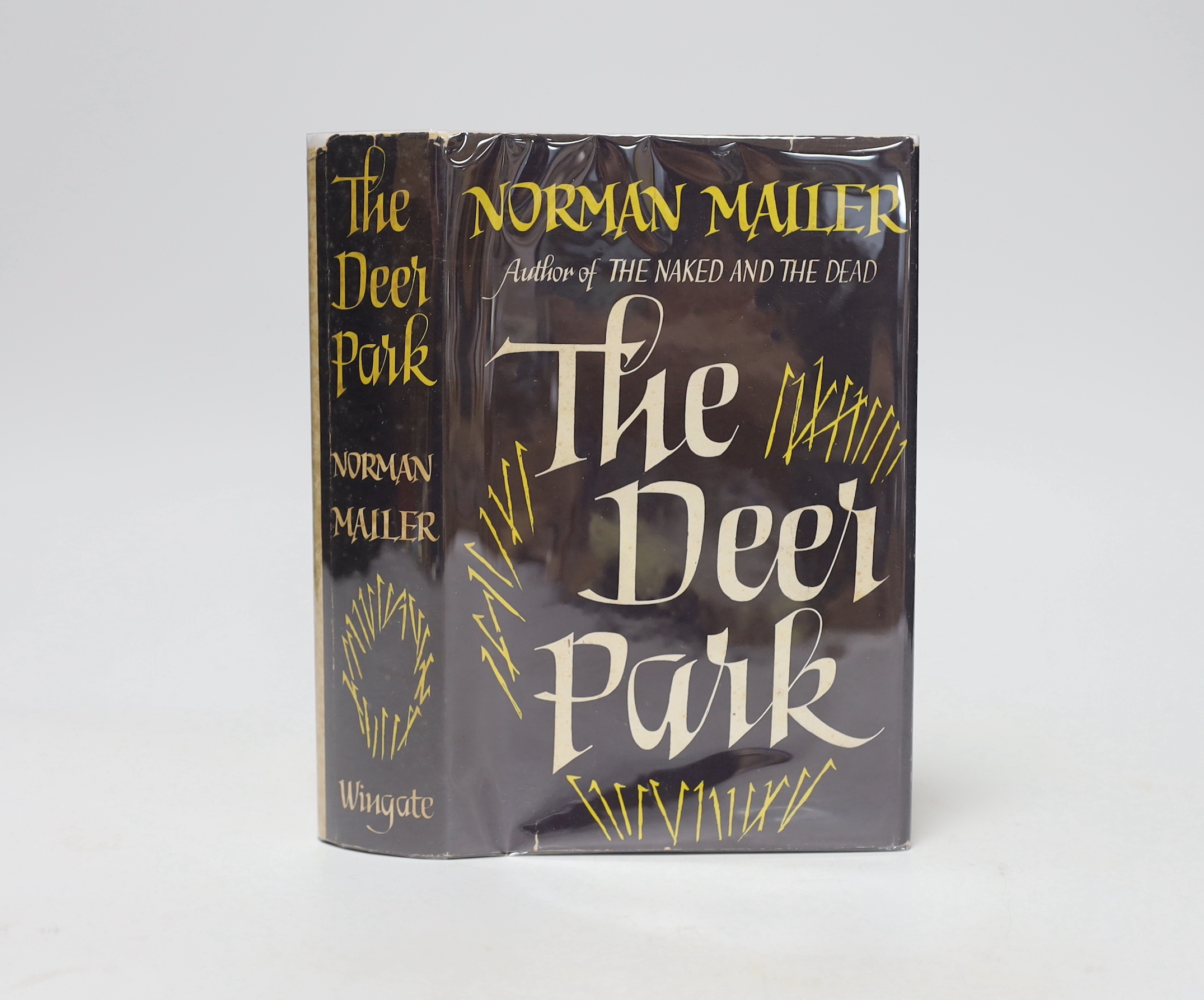 Mailer, Norman - The Deer Park, 1st UK edition, 1st impression, signed by the author to title, publisher’s French blue cloth in unclipped d/j, Allan Wingate, London, 1957